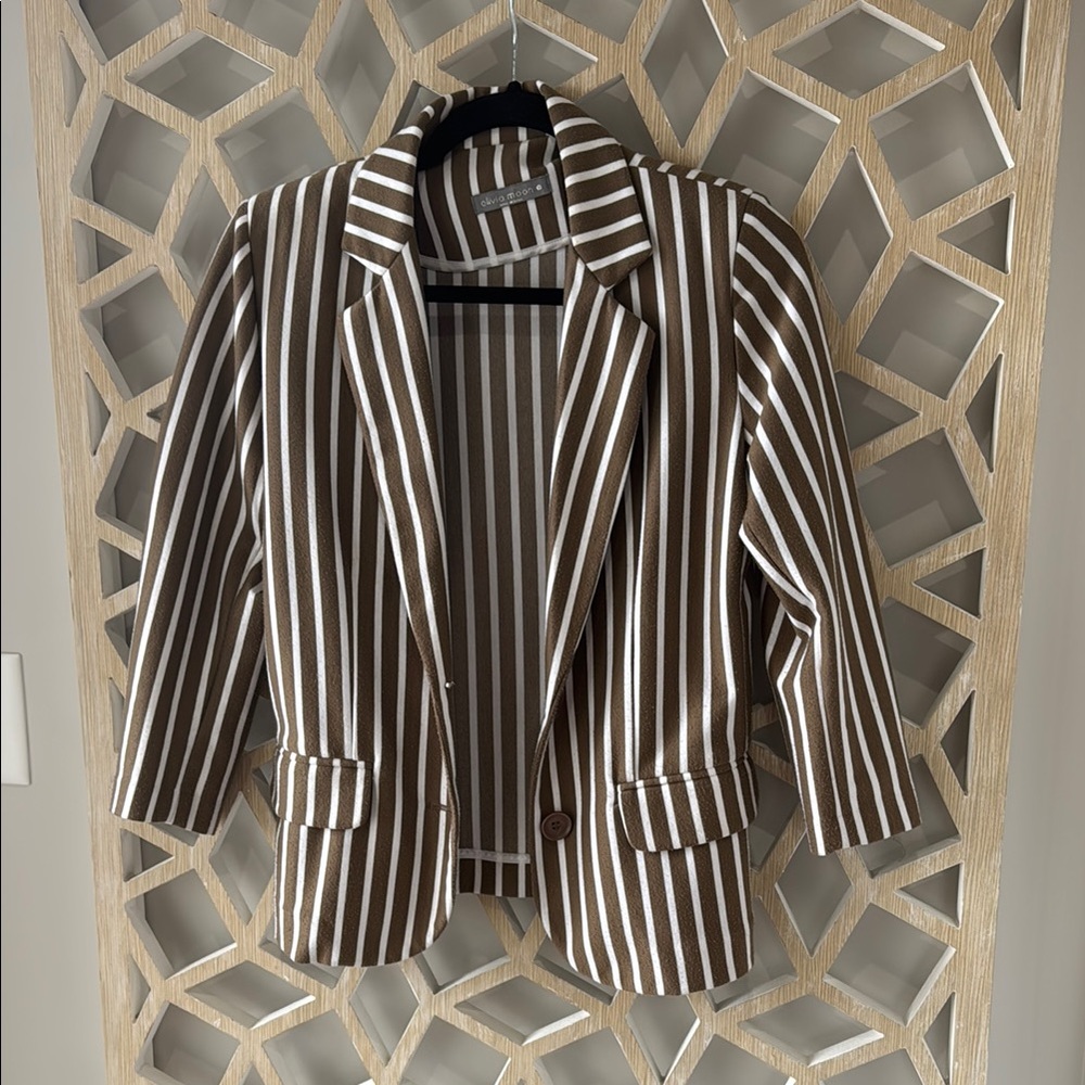 Brown Striped Women's Blazer